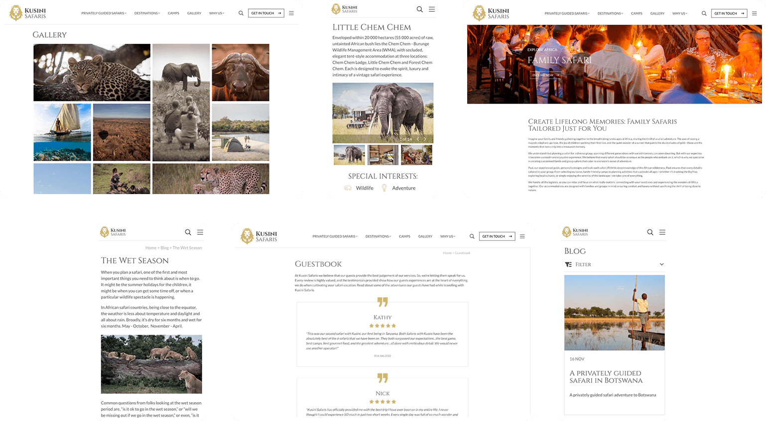 Kusini Desktop and Mobile Pages